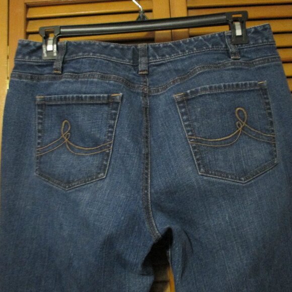 Loft jeans curvy bootcut denim blue jeans with stretch size 14 - Picture 7 of 8
